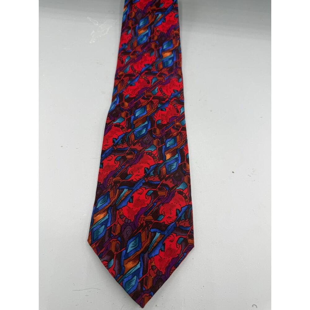 J Garcia Collector’s Edition Silk Tie Red Blue Abstract Floral Necktie